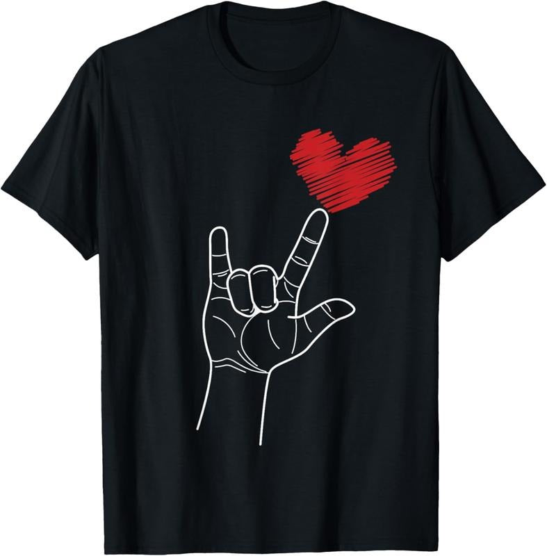 100% Cotton Valentines Day I Love You Hand Sign ASL Heart Women  Men T-Shirt Hoodie, Sweatshirt | HypeCrazeTee.com