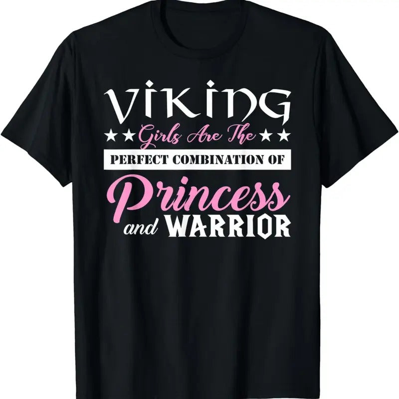 [100% Cotton]Viking Girls Combination Of Princess and Warrior T-Shirt Hoodie, Sweatshirt | HypeCrazeTee.com