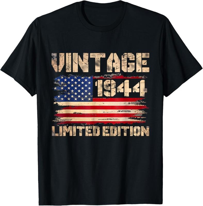 100% Cotton Vintage 1944 80th Birthday Gifts 80 Year Old American Flag T-Shirt Hoodie, Sweatshirt | HypeCrazeTee.com
