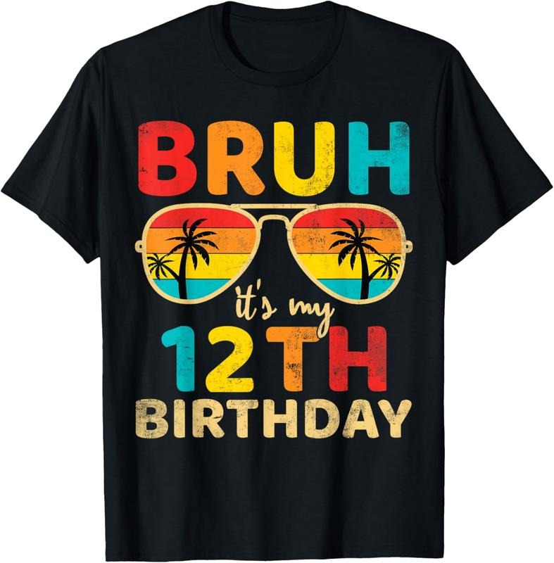100% Cotton Vintage Bruh It's My 12th Birthday 12 Year Old Birthday boys T-Shirt Hoodie, Sweatshirt | HypeCrazeTee.com
