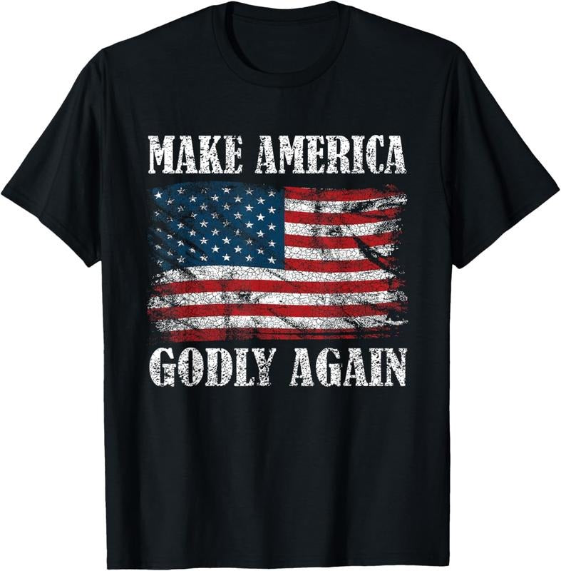 100% Cotton Vintage Make America Godly Again T-Shirt Hoodie, Sweatshirt | HypeCrazeTee.com