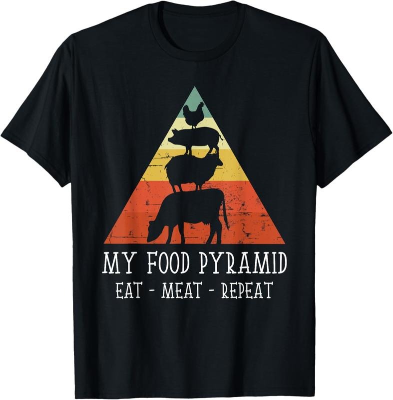 100% Cotton Vintage My Food Pyramid Eat Meat Repeat BBQ Lover BBQ Chef T-Shirt Hoodie, Sweatshirt | HypeCrazeTee.com