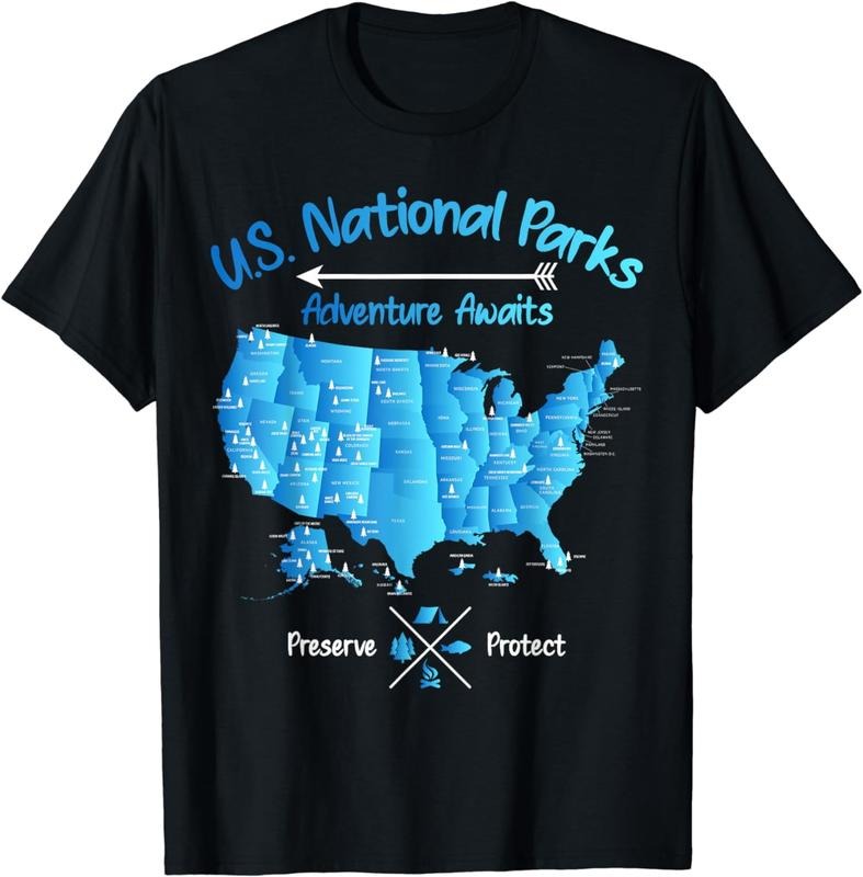 [100% Cotton]Vintage National Park Tshirt 63 US National Parks Map T-Shirt Hoodie, Sweatshirt | HypeCrazeTee.com