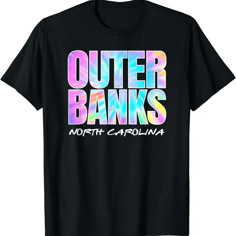 [100% Cotton]Vintage Outer Banks NC OBX Retro Tie Dye Graphic Souvenir T-Shirt Hoodie, Sweatshirt | HypeCrazeTee.com