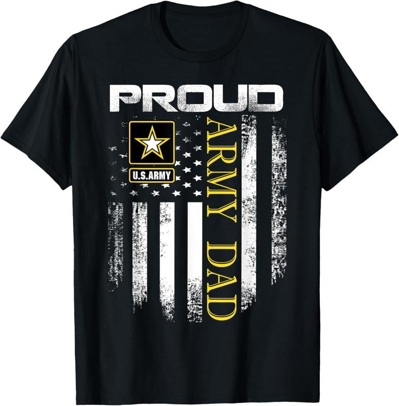 100% Cotton Vintage Proud Army Dad With American Flag Gift T-Shirt Hoodie, Sweatshirt | HypeCrazeTee.com