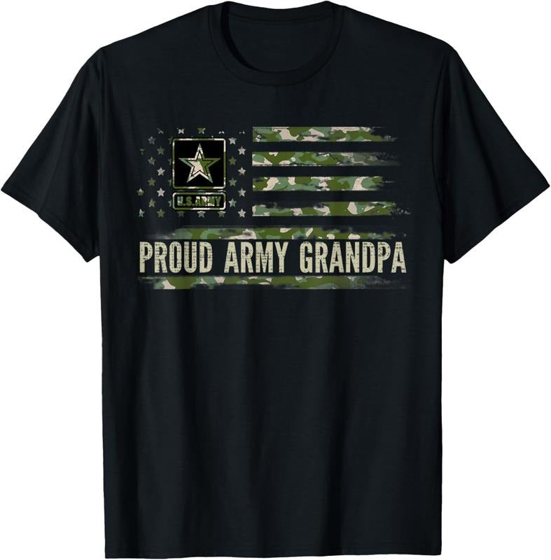 100% Cotton Vintage Proud Army Grandpa Camo American Flag Veteran Gift T-Shirt Hoodie, Sweatshirt | HypeCrazeTee.com