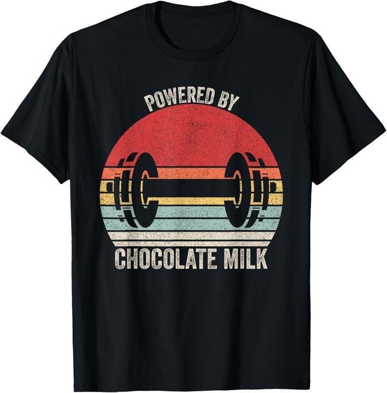 100% Cotton Vintage Retro Powered Chocolate Milk Shirt Weight Lifting T-Shirts, Hoodie, Sweatshirt