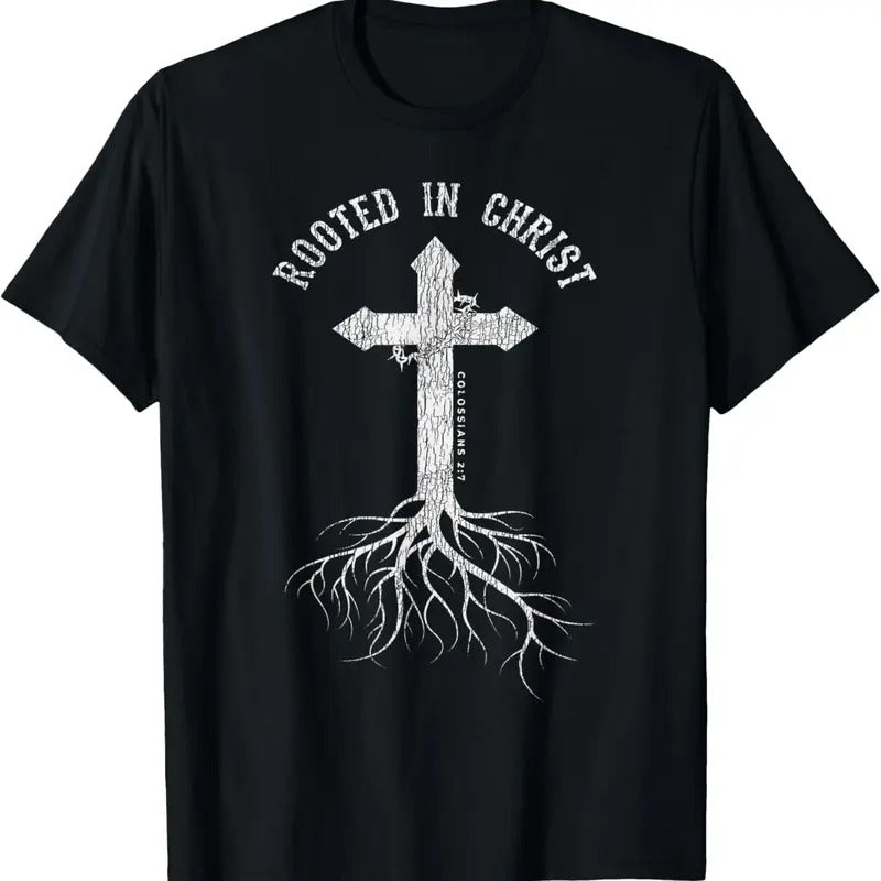 100% Cotton Vintage Rooted In Jesus Christ Cross Christian Faith Bible T-Shirt Hoodie, Sweatshirt | HypeCrazeTee.com