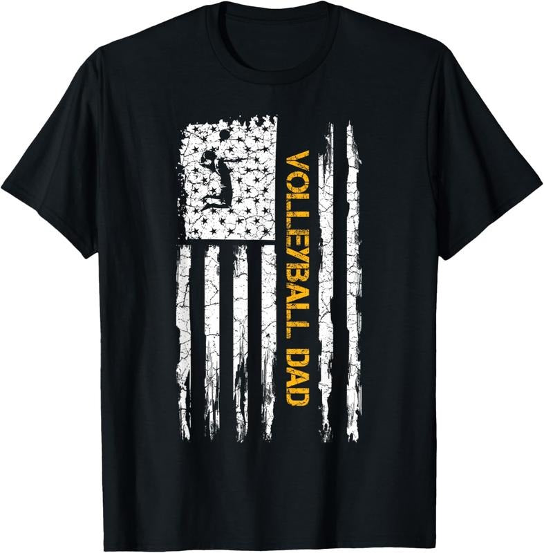 100% Cotton Vintage USA American Flag Proud Volleyball Dad Silhouette T-Shirt Hoodie, Sweatshirt | HypeCrazeTee.com