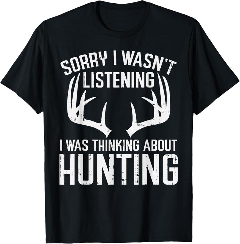 100% Cotton Wasnt Listening Thinking Hunting Deer Shed Bow Hunter Gift T-Shirt Hoodie, Sweatshirt | HypeCrazeTee.com