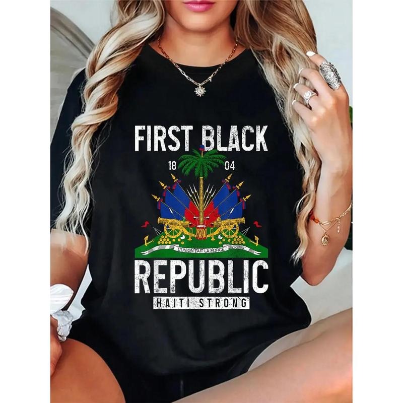 100% Cotton We Love Haiti - Haitian Pride Haitian Flag Prize T-Shirt Round Neck Short Sleeve T-Shirt Women's Men's...