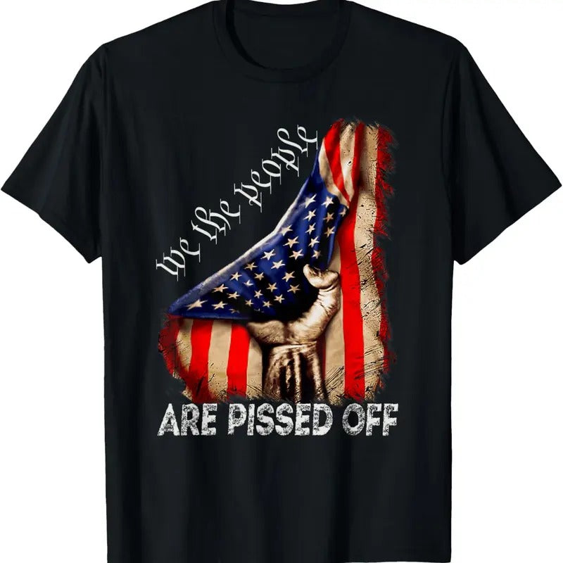 100% Cotton We the People Are Pissed Off Vintage US America Flag T-Shirt Hoodie, Sweatshirt | HypeCrazeTee.com