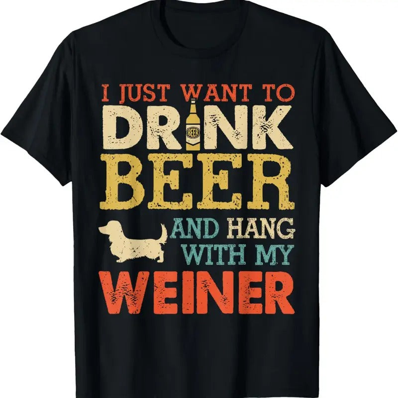 100% Cotton Weiner Dachshund Dad Drink Beer Hang With Dog Funny Vintage T-Shirt Hoodie, Sweatshirt | HypeCrazeTee.com