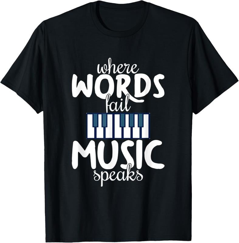100% Cotton Where Words Fail Music Speaks | Music Lovers T-Shirt Hoodie, Sweatshirt | HypeCrazeTee.com