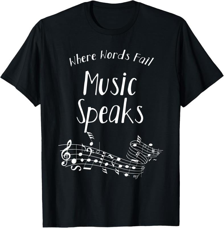 100% Cotton Where Words Fail Music Speaks Musical Shirt Broadway Notes T-Shirt Hoodie, Sweatshirt | HypeCrazeTee.com