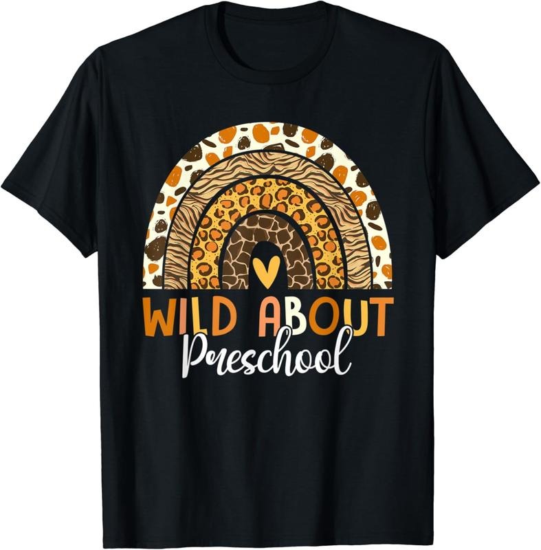 [100% Cotton]Wild About Preschool Teacher Back To School Leopard Rainbow T-Shirt Hoodie, Sweatshirt | HypeCrazeTee.com
