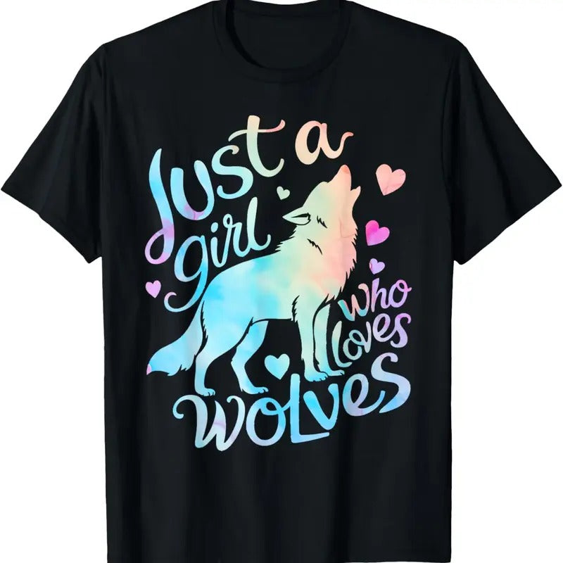100% Cotton Wolf Lover Just a Girl Who Loves Wolves T-Shirt Hoodie, Sweatshirt | HypeCrazeTee.com