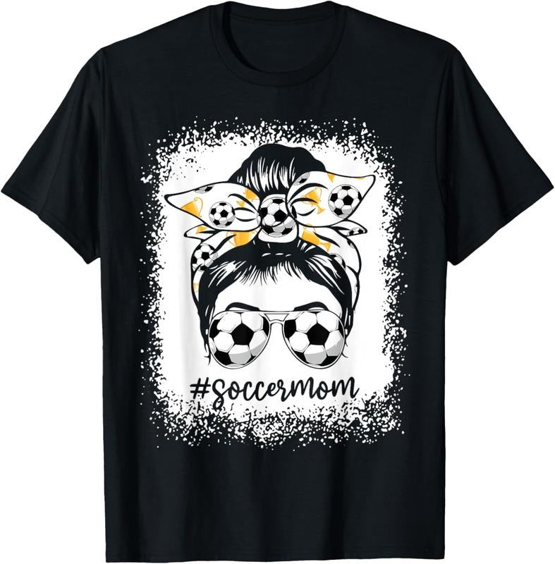 100% Cotton Women Bleached Soccer Mom Messy Bun Soccer Lover T-Shirt Hoodie, Sweatshirt | HypeCrazeTee.com