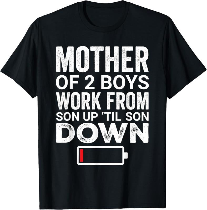 100% Cotton Women Mother of Two 2 Boys Mother of 2 Boys Mother's Day T-Shirt Hoodie, Sweatshirt | HypeCrazeTee.com
