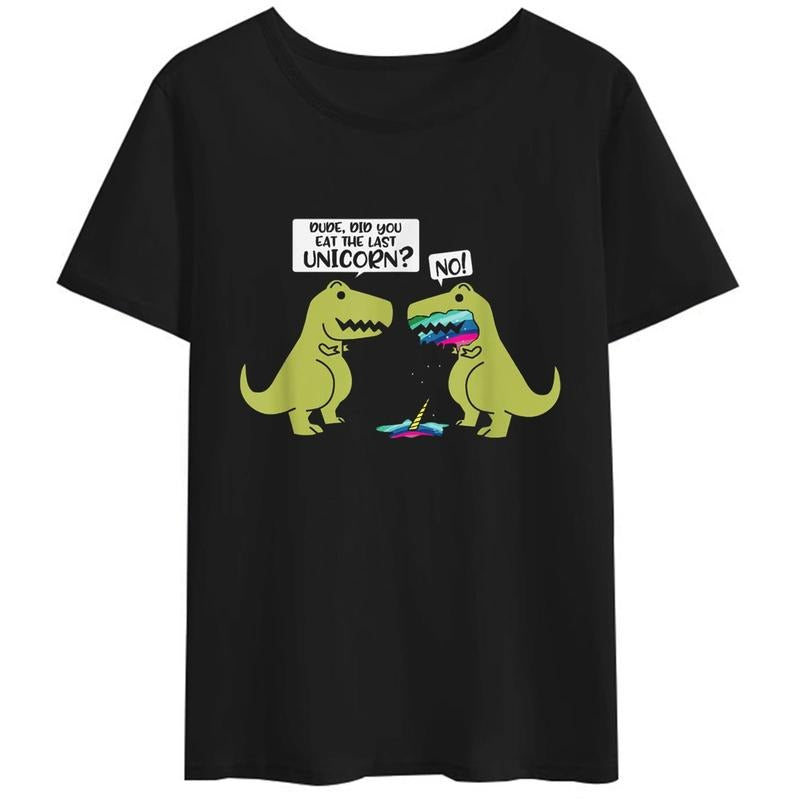[100% Cotton]Women T-Shirt Did You Eat The Last Unicorn Dinosaur Funny Tshirt Casual Short Sleeve Round Neck Tops Hoodie,...