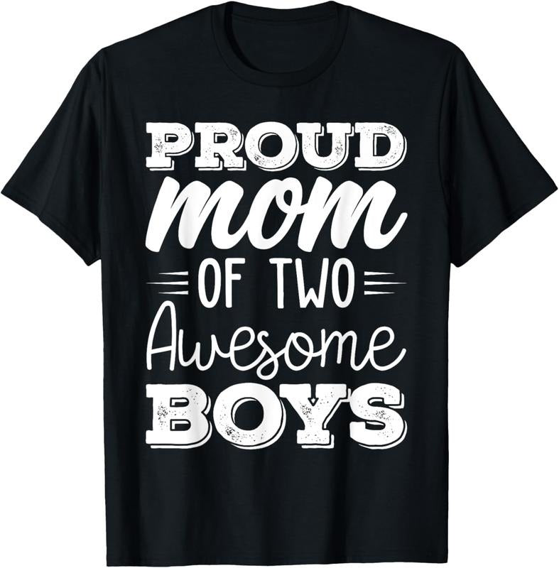 100% Cotton Women Two Mom of 2 Boys Mother's Day T-Shirt Hoodie, Sweatshirt | HypeCrazeTee.com