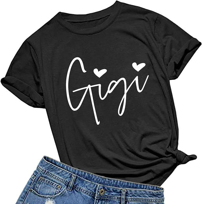 [100% Cotton] Gigi Heart Shirts Grandma Cute Funny Short Sleeve Tops T-Shirts, Hoodie, Sweatshirt