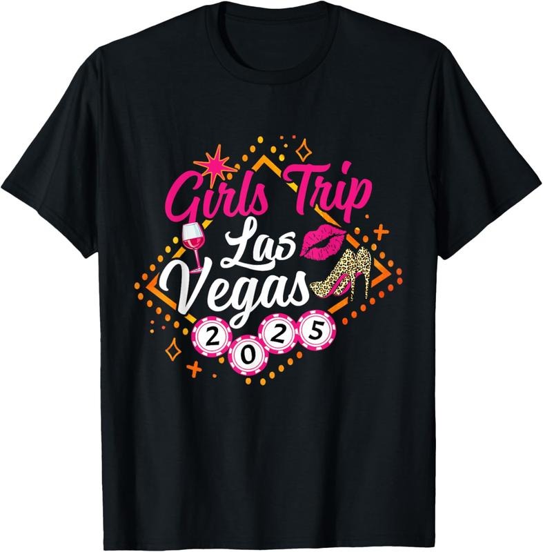 100% Cotton Womens Girls Trip Vegas 2025 Girls Weekend Friends Matching T-Shirt Hoodie, Sweatshirt | HypeCrazeTee.com