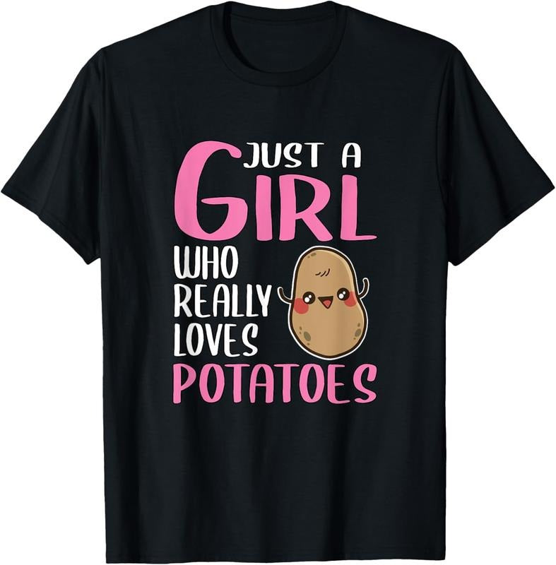 100% Cotton Womens Potatoe Gift Just A Girl Who Really Loves Potatoes T-Shirt Hoodie, Sweatshirt | HypeCrazeTee.com