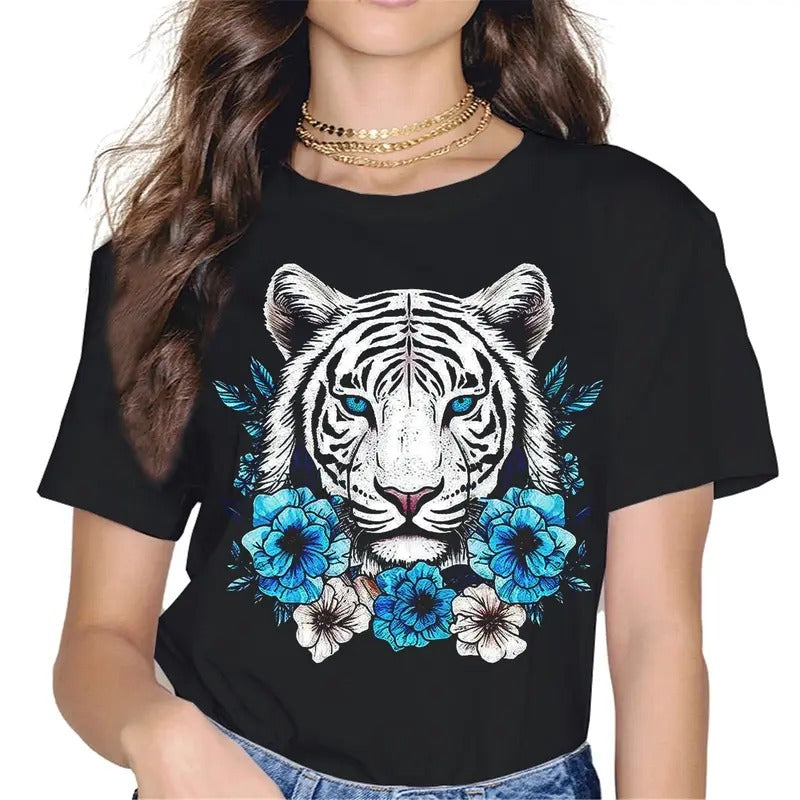 [100% Cotton]Womens Tiger Shirts Cute T-Shirt Short Sleeve Tops Bella Summer Crewneck Graphic Tee Hoodie, Sweatshirt