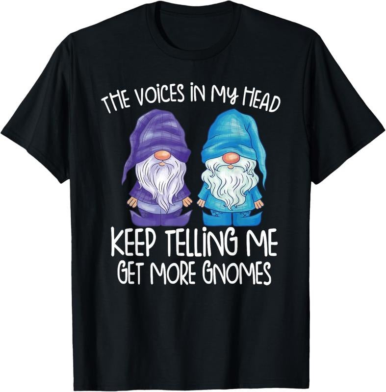100% Cotton the little voices in my head keep telling me get more gnomes T-Shirt Hoodie, Sweatshirt | HypeCrazeTee.com