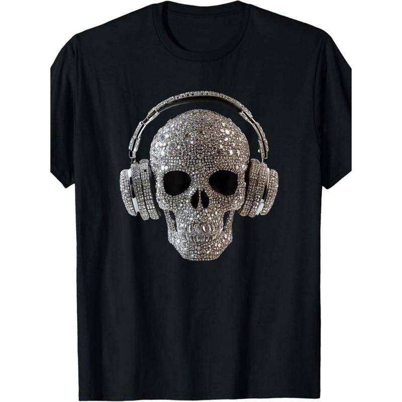 100% Made in USA, 180g Skull of Diamonds DJ with headphones T-Shirt Hoodie, Sweatshirt | HypeCrazeTee.com