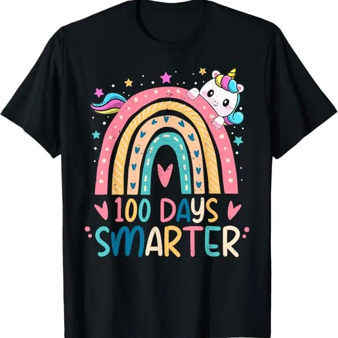 100 Day of School Shirt, 100 Days Smarter Unicorn 100th Day of School Funny T-Shirt