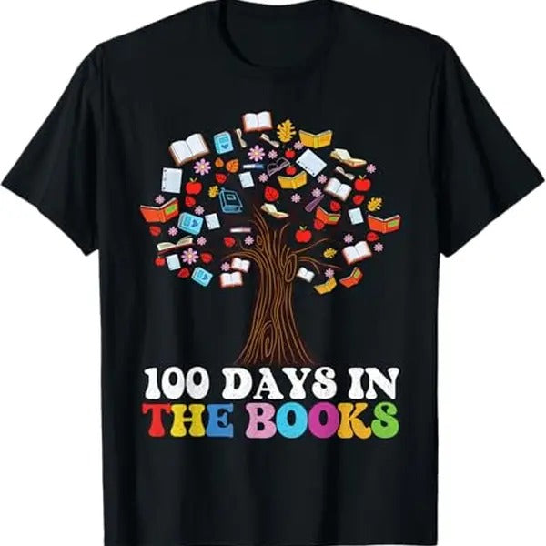 100 Day of School Shirt, 100 Days in the Books Reading Teacher 100th Day of School Funny T-Shirt