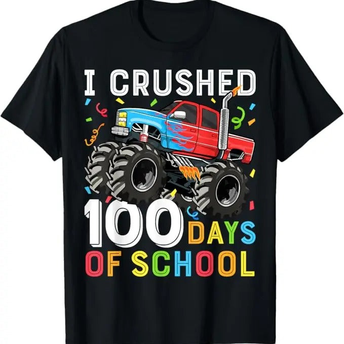 100 Day of School Shirt, 100 Days of School Monster Truck 100th Day of School Funny T-Shirt