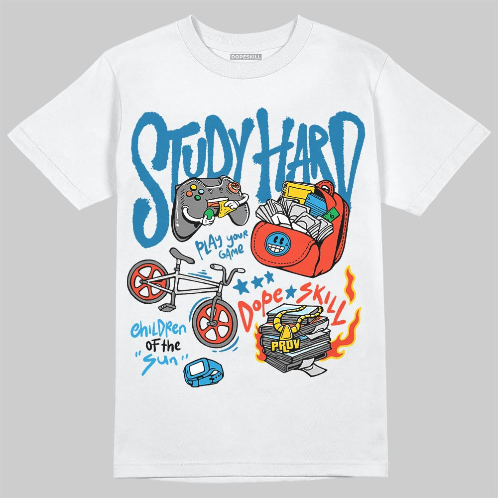Military Blue 4s DopeSkill T-Shirt Study Hard Graphic