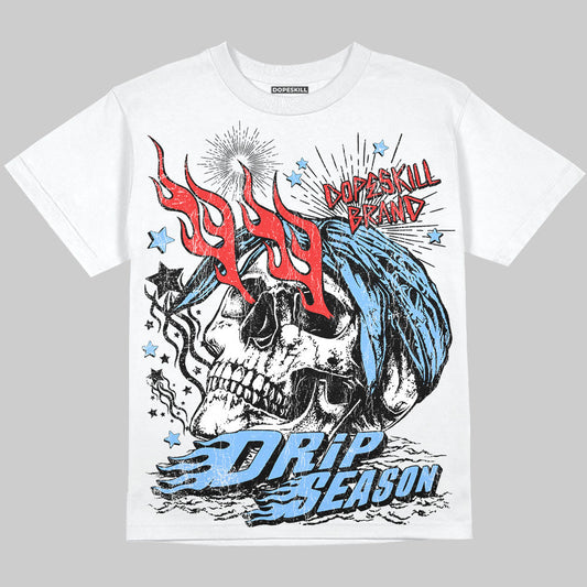 University Blue 6s DopeSkill Oversize Print T-Shirt Drip Season Graphic