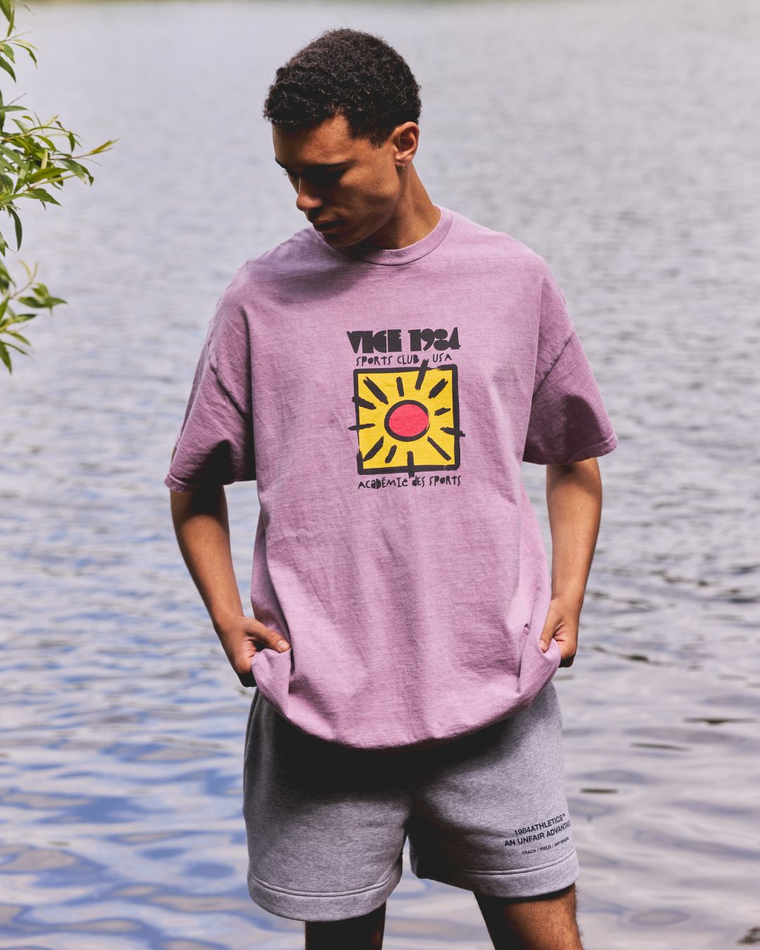 Vice 84 'Sun Sports Club' Vintage Washed Tee - Mauve