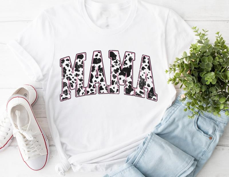 #141 - Mama Cowprint - Print Unisex Crew neck Tee T-shirt Hoodie, Sweatshirt | HypeCrazeTee.com