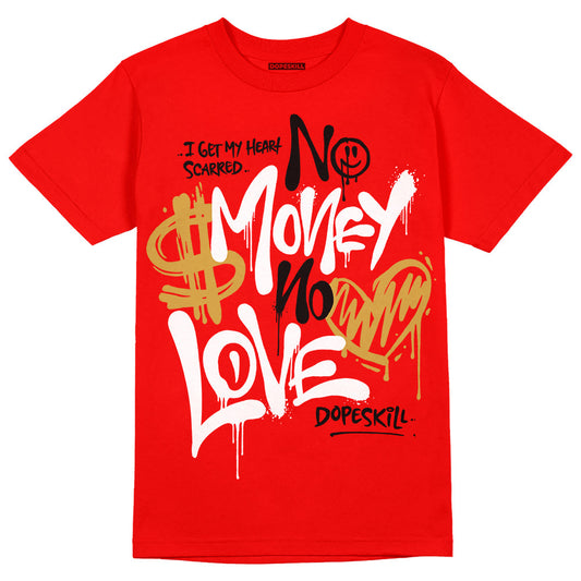 Red Collection DopeSkill Red T-shirt No Money No Love Typo Graphic