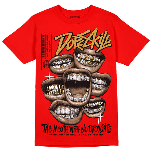Red Collection DopeSkill Red T-shirt The Mouth With No Droughts Graphic