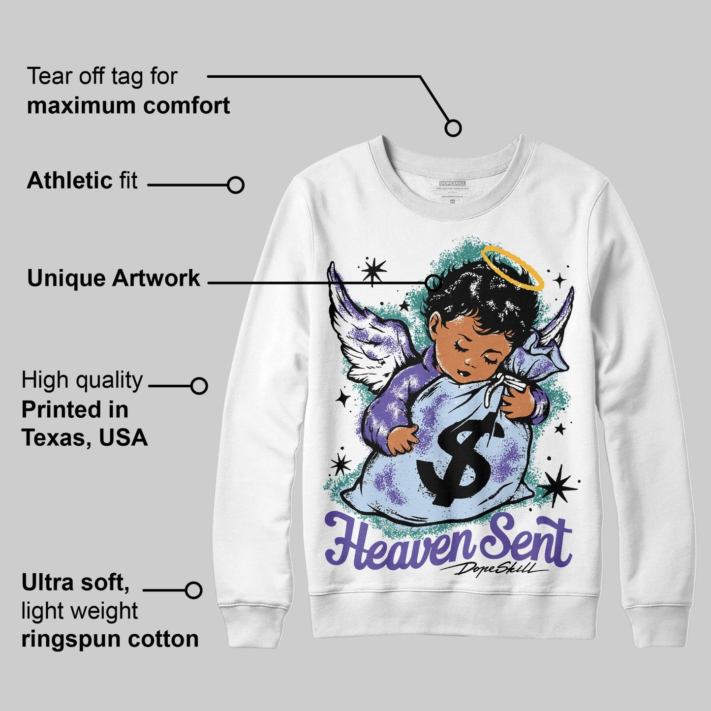 Grape 5s DopeSkill Sweatshirt Heaven Sent Graphic