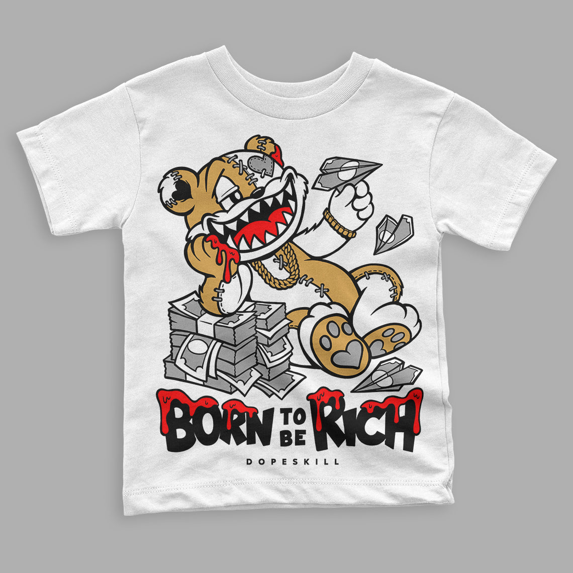 Gratitude 11s DopeSkill Toddler Kids T-shirt Born To Be Rich Graphic