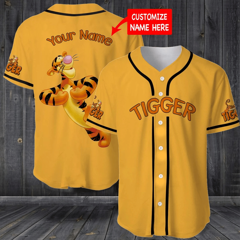 Custom Name Winnie the Pooh Tiger Gift for lover Baseball Jersey - Bafud