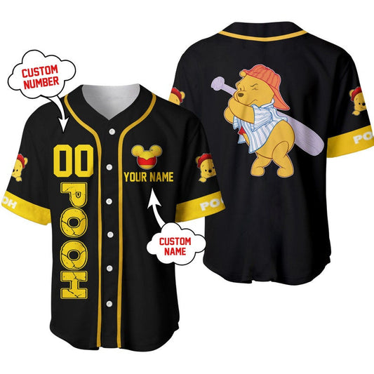 Personalized Winnie The Pooh Playing Baseball All Over Print Baseball Jersey - Bafud