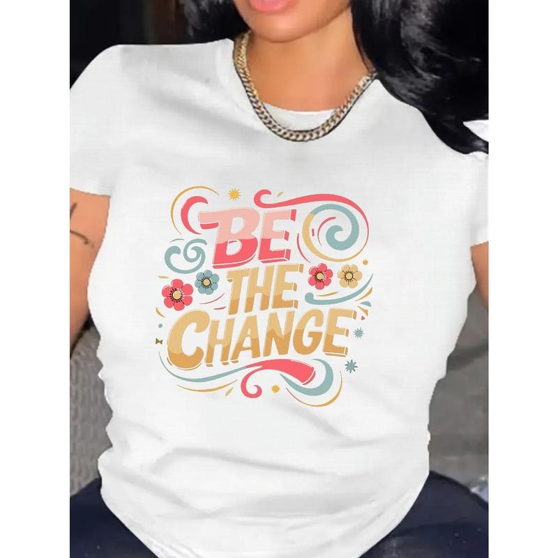 180g 1pc T-shirt suitable for men and women, Change's Printed T- shirt, Casual and Comfortable Short Sleeve Round Neck,...