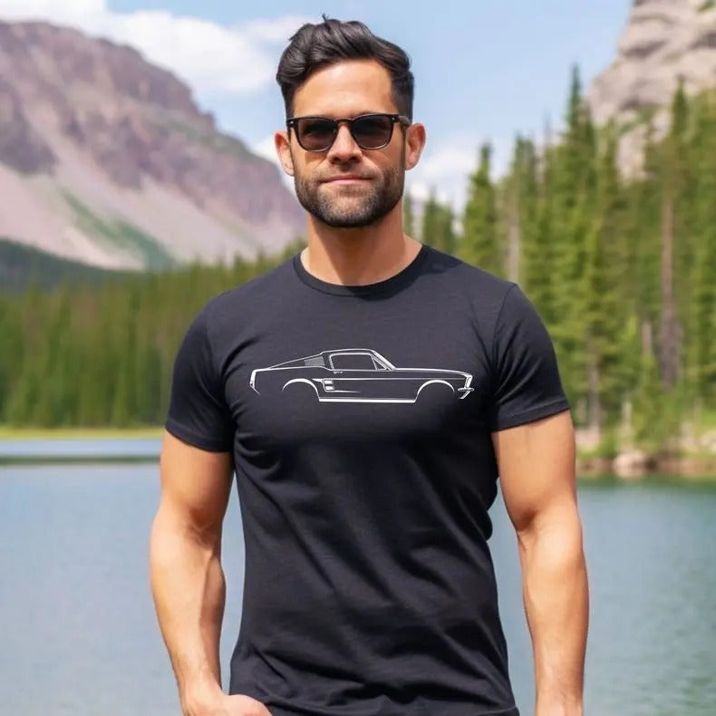 1967 Ford Mustang Fastback Classic Car Short-Sleeve Unisex T-Shirt, Gift for Dad, Hoodie, Sweatshirt | HypeCrazeTee.com