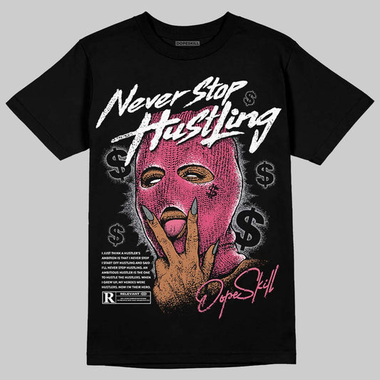 White Fluo Pink DopeSkill T-Shirt Never Stop Hustling Graphic