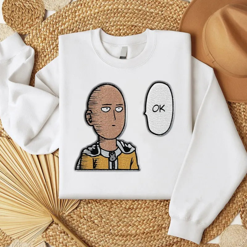 1PM OK Embroidered Sweatshirt, 1PM Main Character Shirt, Funny Meme Embroidered T-Shirt Hoodie | HypeCrazeTee.com