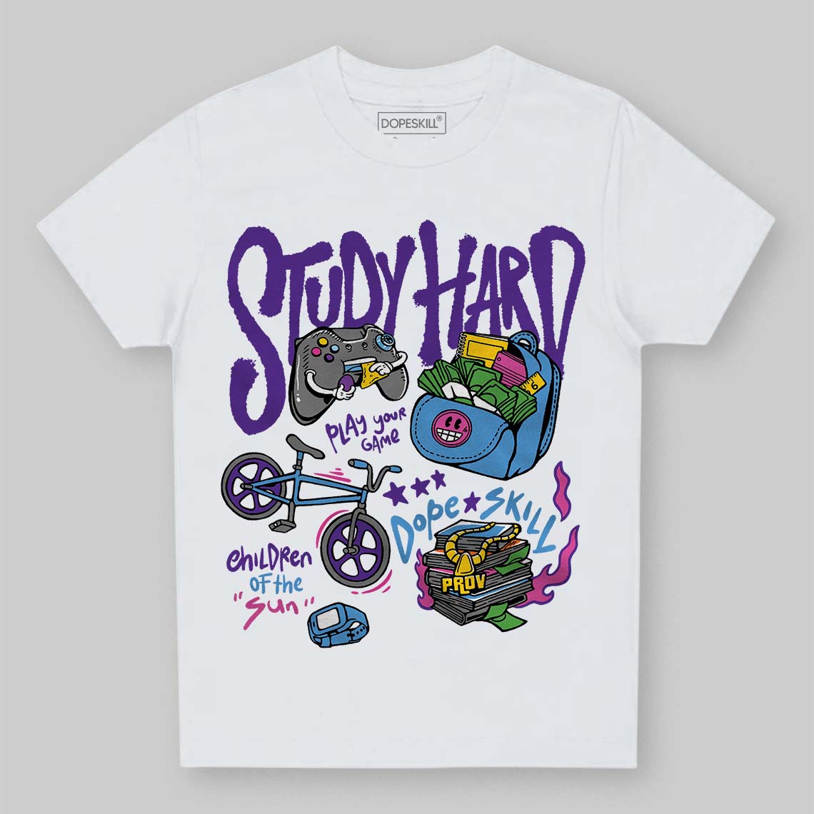 PURPLE Collection DopeSkill Toddler Kids T-shirt Study Hard Graphic