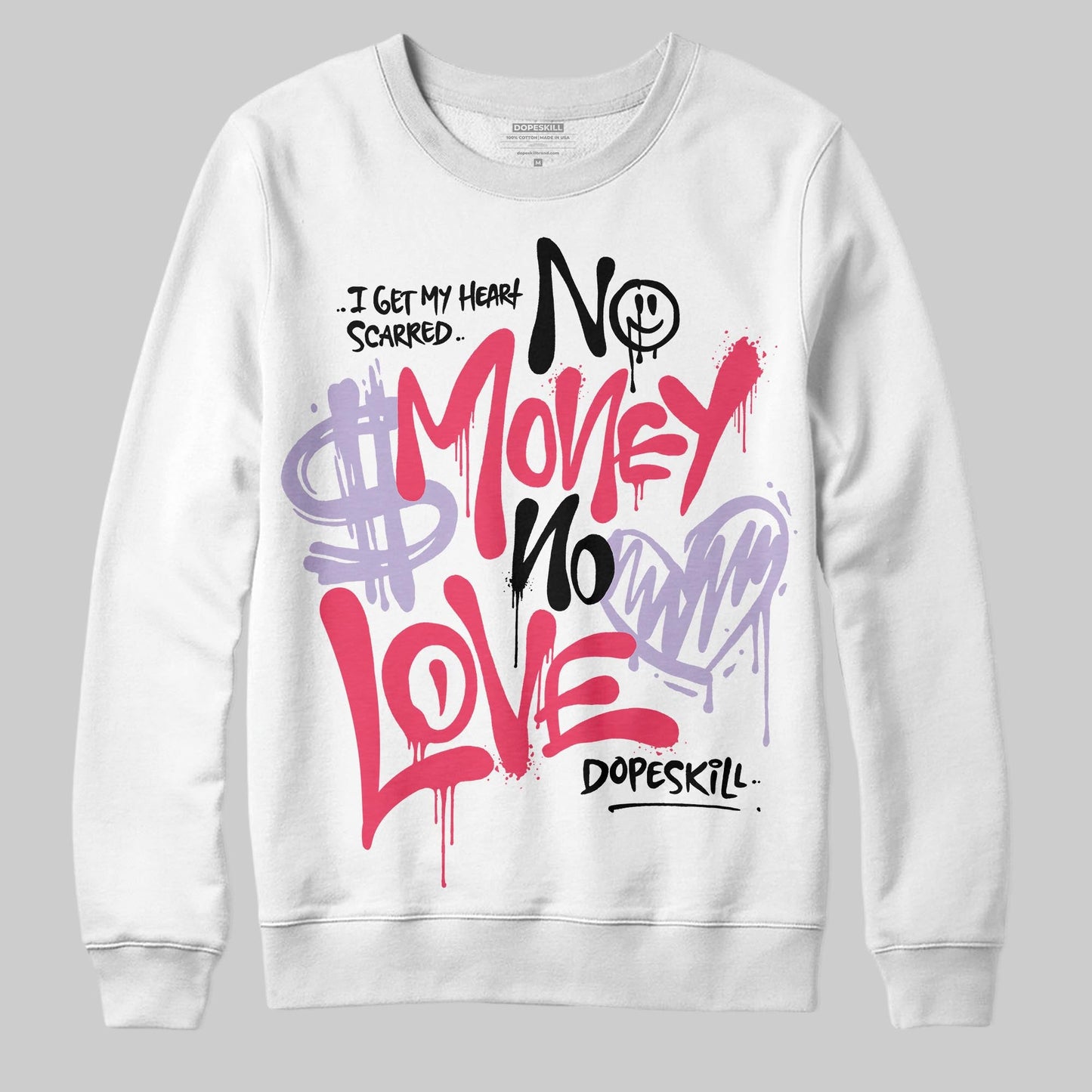 Peanut Butter Jelly 5s DopeSkill Sweatshirt No Money No Love Typo Graphic